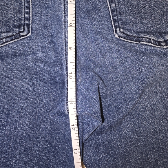 Vintage Ralph Lauren Dark Blue Crop Straight Leg Jeans With Plaid Cuff Lining - Picture 7 of 9